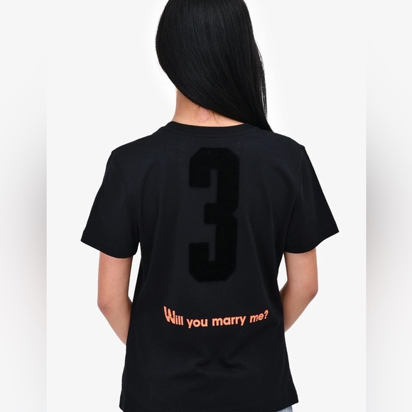 Off-White Black Tee with Orange Text - Picture 2 of 5